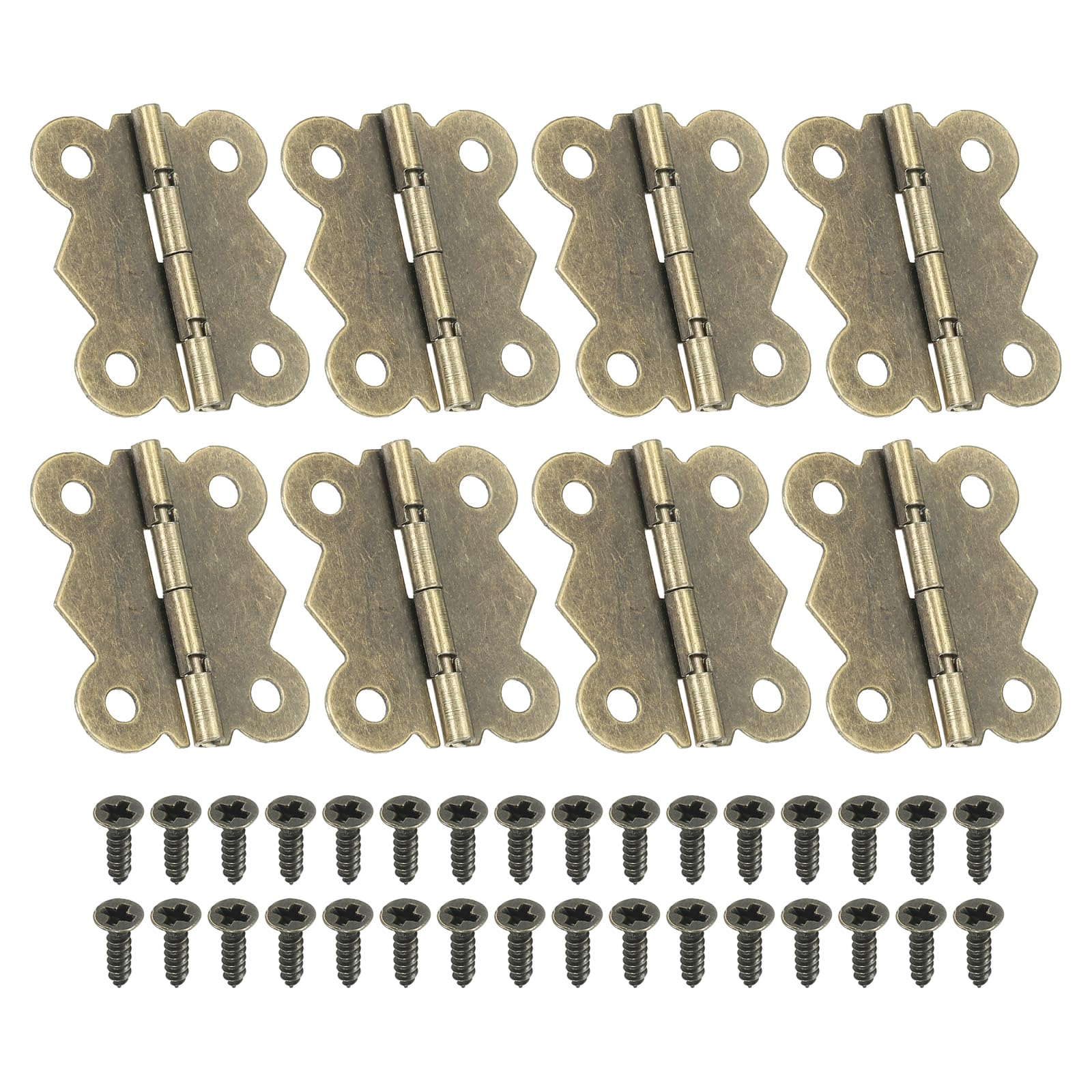 PATIKIL Small Jewelry Box Hinges 1-5/8 Inch, 8 Pack 180-degree Mini Butterfly Hinges Jewelry Box Hardware with 32 Screws for Cabinet Wooden Box Drawer Craft, Brown
