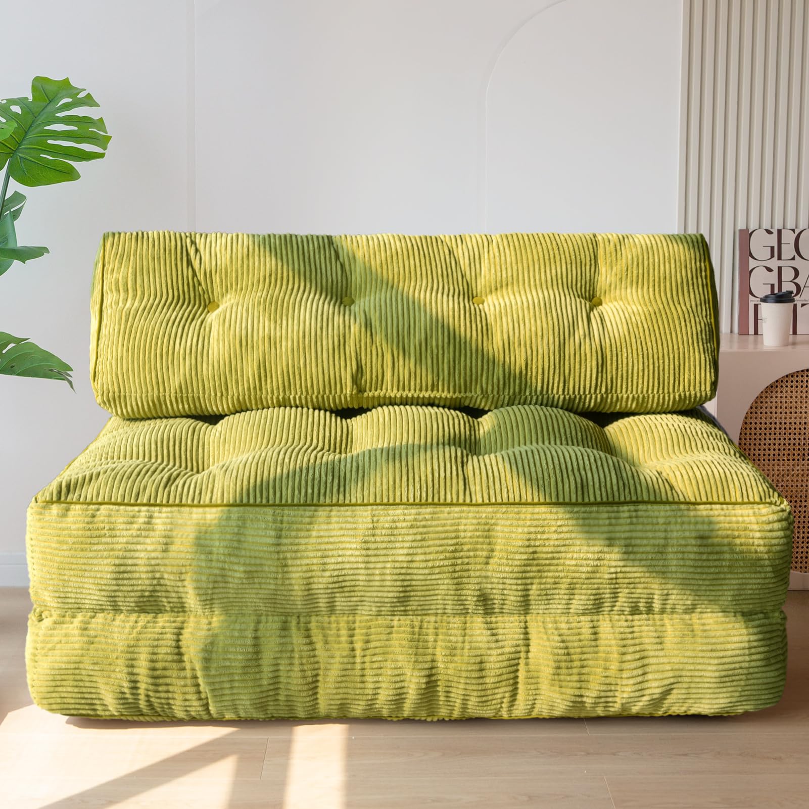 Photo 1 of MAXYOYO Folding Sofa Bed, Convertible Sleeper Chair with Pilow Foldable Matress with Back Support, Portable Fold Out Chair Bed for Living Room Bedroom, Green Double