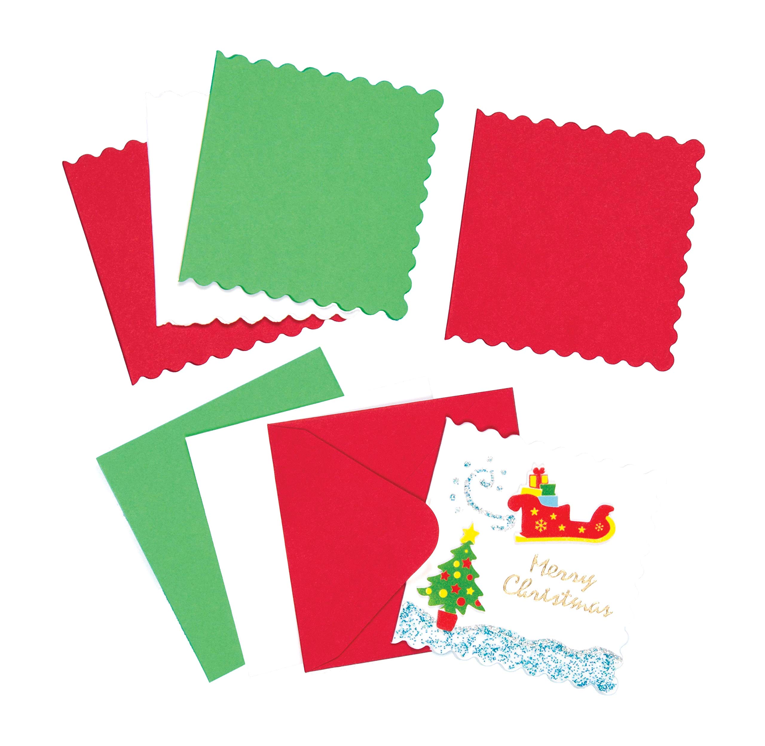 Baker Ross ET317 Mini Festive Greeting Cards - Pack of 20, For Children to Design and Personalise, Ideal For School, Home, Party Crafting, Collages, Craft Groups and More