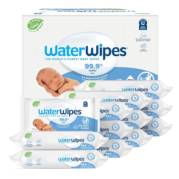 WATERWIPES PLASTIC-FREE ORIGINAL BABY WIPES, 99.9% WATER BASED...