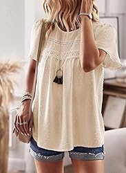 Falechay Womens Plus Size Tops Cute Swiss Dot Flowy