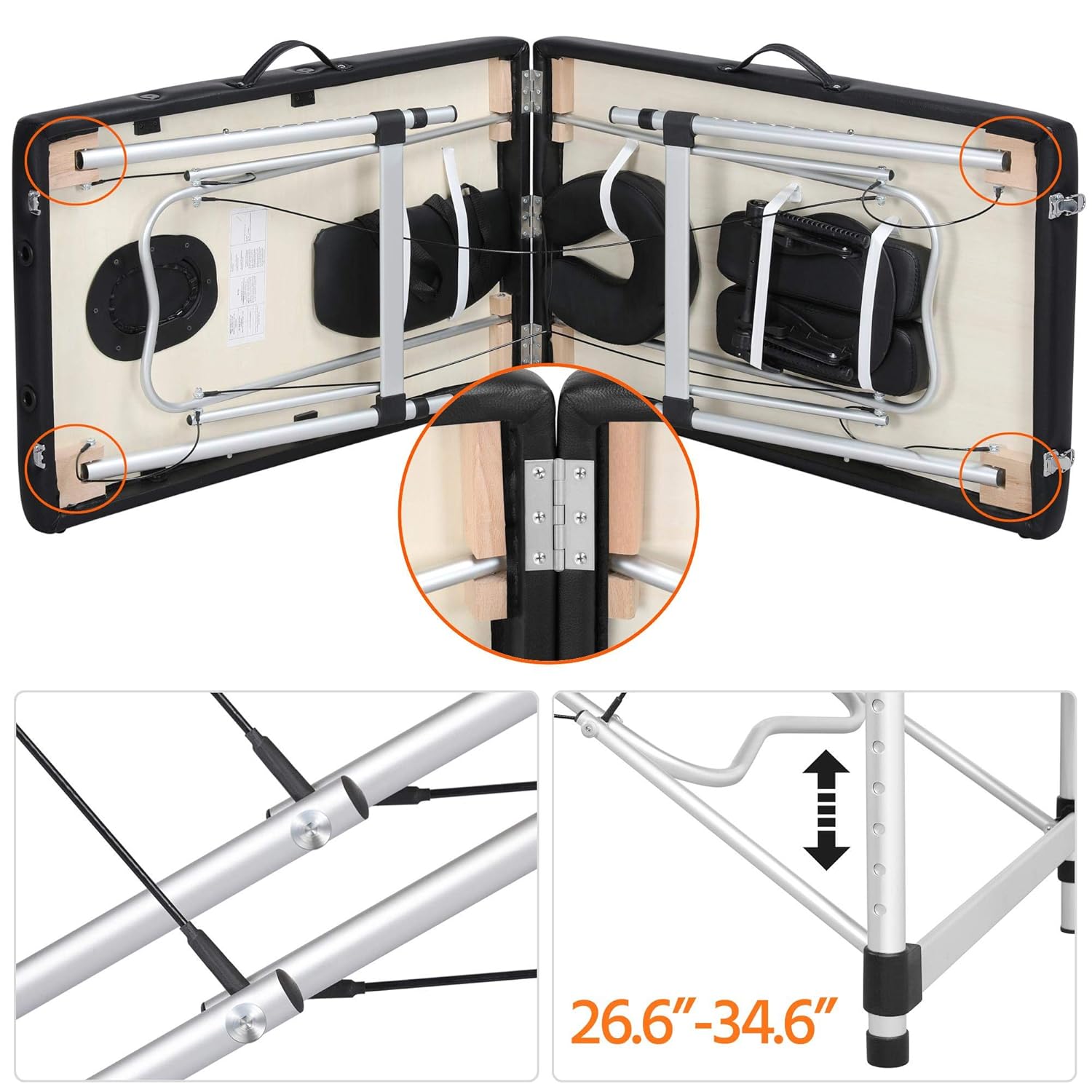 Yaheetech Portable Massage Table 84inch Massage Bed Aluminium Height Adjustable Facial Salon Tattoo Bed Black: Beauty