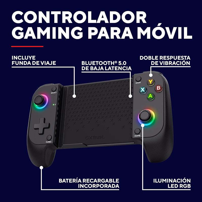 Mylox Mando para Móvil Bluetooth Gamepad Inalambrico, Negro