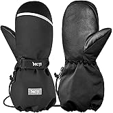 MCTi Kids Mittens Waterproof Winter Ski Warm Sherpa Lined Long Cuff with String