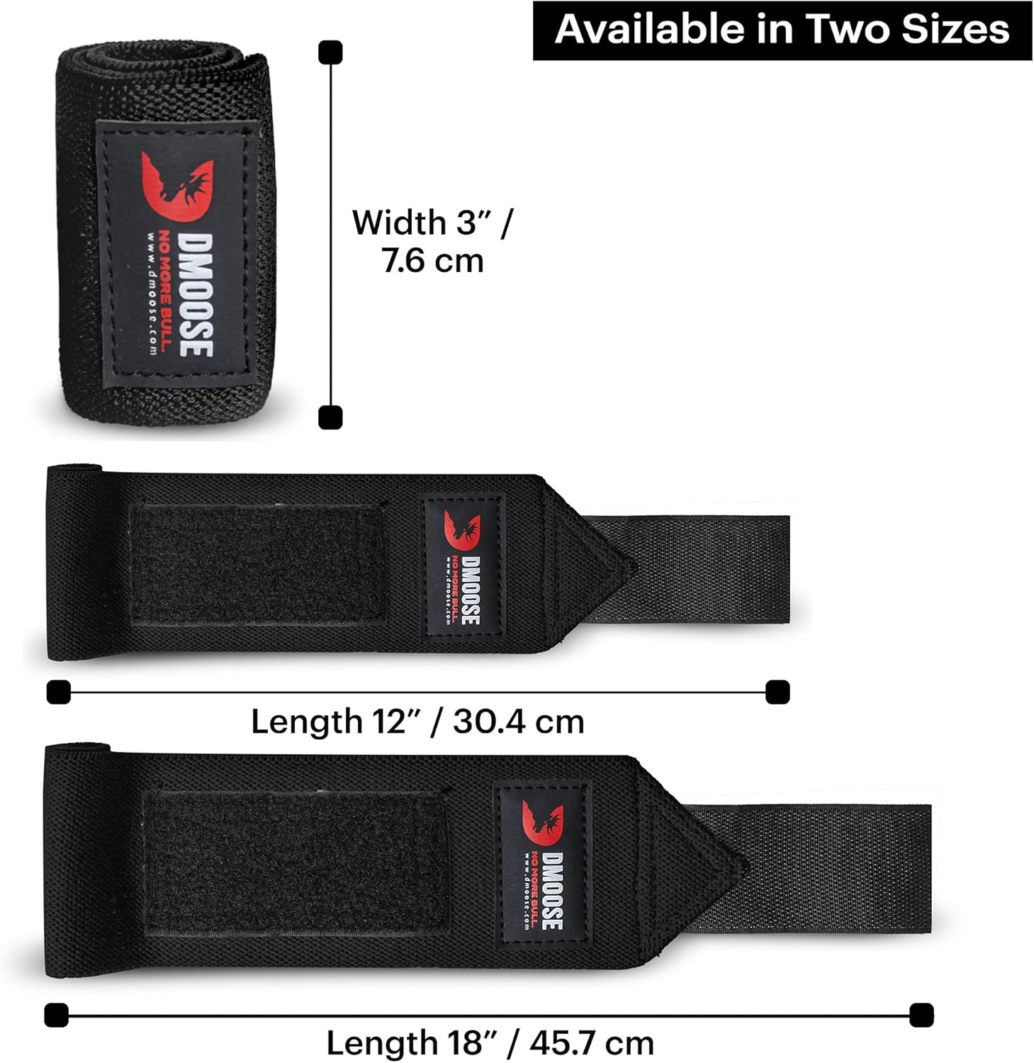 DMoose Wrist Wraps for Weightlifting 12 and 18 Inches Thumb Loops with Wrist Support for Workouts Powerlifting Wrist Straps for Weight Lifting Men and Women : Sports & Outdoors