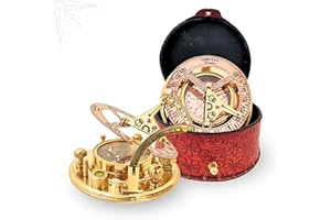 ANTIQUANA Navigate Your Destiny with Grace: Exquisite Vintage Brass Compass with Leather Case - Your Distinctive Guide Through Life's Adventures (4 Inch) - Use or Gifting
