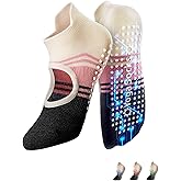 WARMVIN Pilates Socks for Women Grip Yoga Non Slip Socks for Barre Dance Workout Hospital