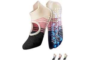 WARMVIN Non-Slip Pilates Yoga Socks with Grips for Women - Stylish Crew Socks for Barre, Ballet, and Workout (Size 5-9)
