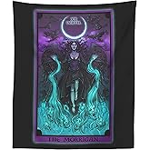 The Morrigan Death Tarot Card Tapestry - Pagan Gothic Witch Wall Hanging Home Decor (60" x 50")
