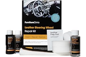 Furniture Clinic Leather Steering Wheel Repair Kit | Kit to Repair Tears, Scuffs, & Scratches on Leather Steering Wheels