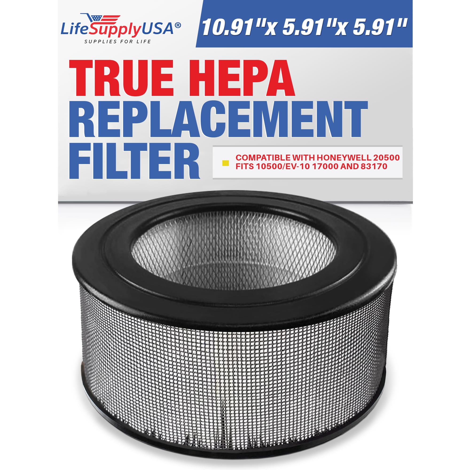 Photo 1 of HEPA Filter Compatible with Honeywell 20500 Air Cleaner 10500 (EV-10) 17000 17005 17006 17007 17008 17009 83170 by LifeSupplyUSA