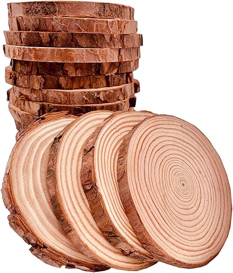 Amazon Com Unfinished Natural Wood Slices 20 Pcs 3 5 4 Inch Craft Wood Kit Circles Crafts Christmas Ornaments Rustic Wedding Decoration Diy Crafts With Bark For Crafts