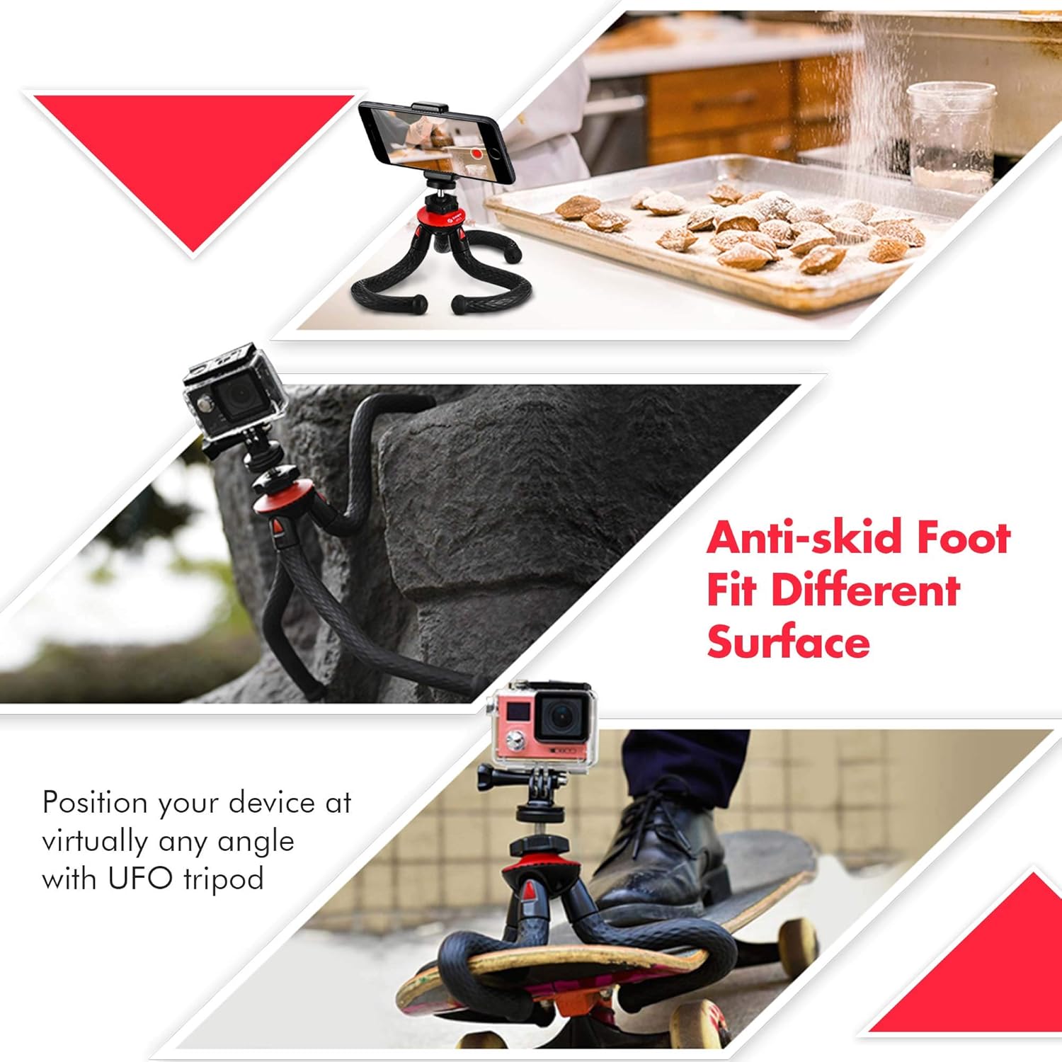 Tripod for iPhone, Fotopro Flexible Camera Tripod with Bluetooth for iPhone 11 XS, Samsung, Waterproof and Anti-Crack Phone Tripod Stand for GoPro, Portable Travel Tripod for Live Streaming Vlog Video : Camera & Photo