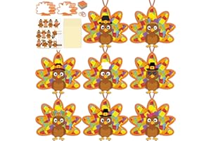 Renbuzhu 36PCS Thanksgiving Crafts Bulk: Turkey Paper Suncatchers DIY Kit for Fall Activities Decorations, Window Stained Glass Effect Art Supplies