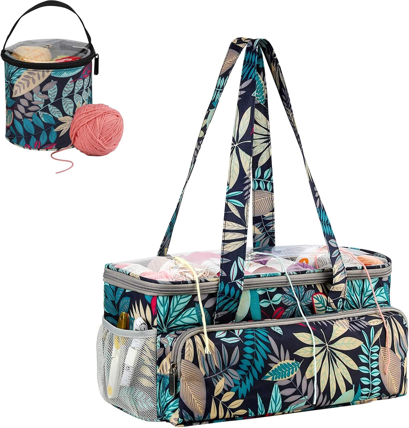 Wolle Tasche Strickbeutel | Transparenter Deckel Mit Griff | Für Garn & Strickutensilien