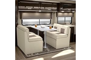 Qualitex De Leon RV Dinette, Bed with Storage, w/Blanco Table, Ultimate Leather, Bisque and Light Antelope