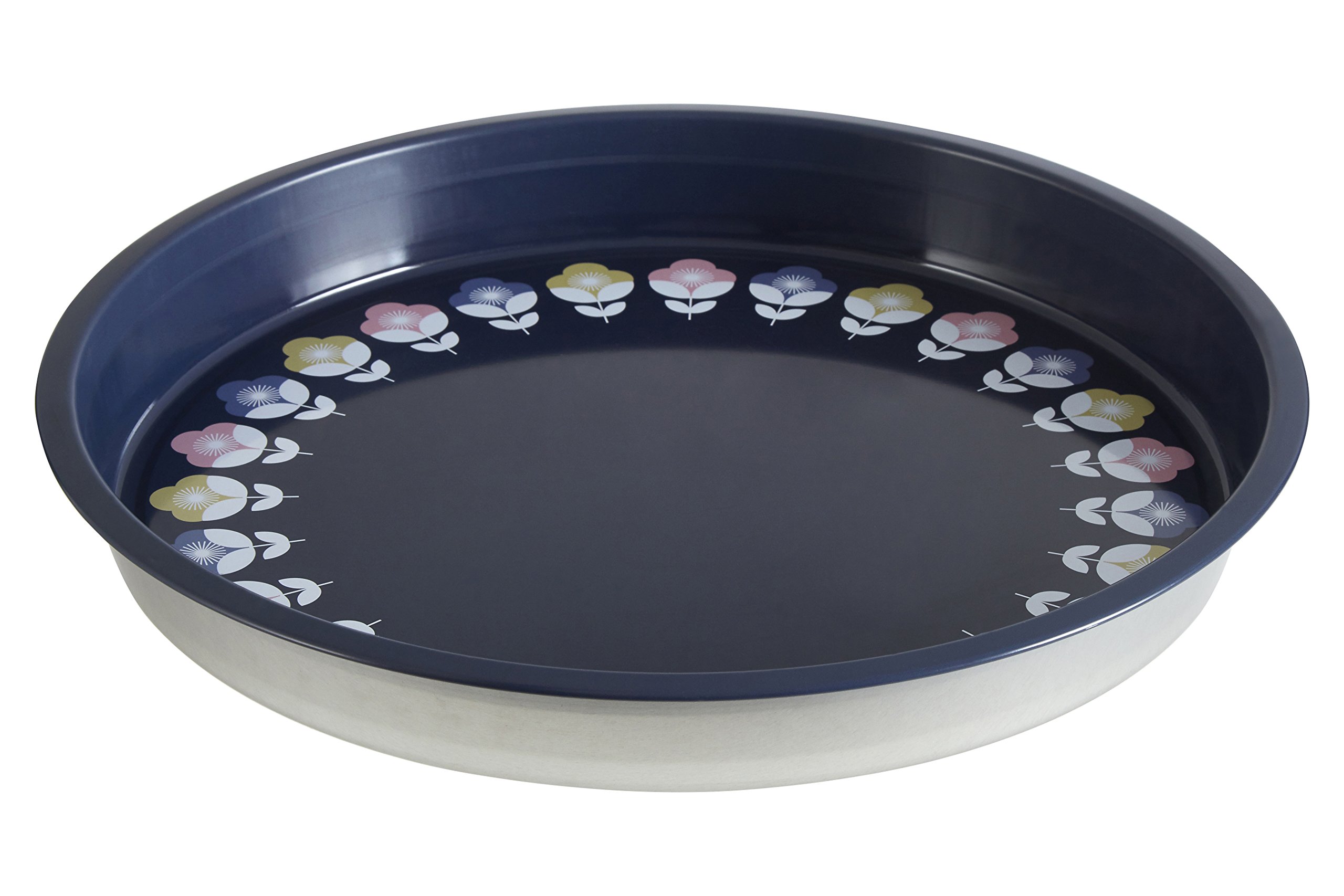 Premier Housewares Joni Serving Tray, Round, Tin, Blue, 33 x 33 x 4 cm