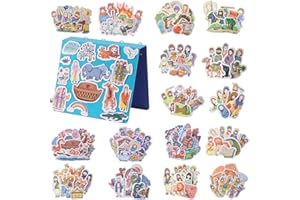 CHEFAN 16 Pack Felt Board Bible Stories Set, Flannel Board Stories with a Multi-functional Felt Pieces Storage Binder for Preschool Activities, Included Noah's Ark, Adam and Eve, The Nativity of Jesus