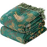 WOFNA Boho Throw Blanket 50"x60", Soft Cozy 100% Cotton Blanket for Bed, Fall Blankets with Floral Bird Farmhouse Decor Breathable Lightweight All Season