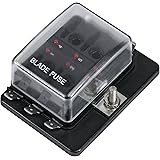 OLS 6-Way Blade Fuse Box [LED Indicator for Blown Fuse] [Protection Cover] [100 Amp] - Fuse Block for Automotive