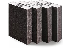 Premium Sanding Block, 4 Pcs Sanding Sponges of 60/80/120/220 Variety Grits, Sandpaper Block for Wet/Dry Sanding, Drywall San
