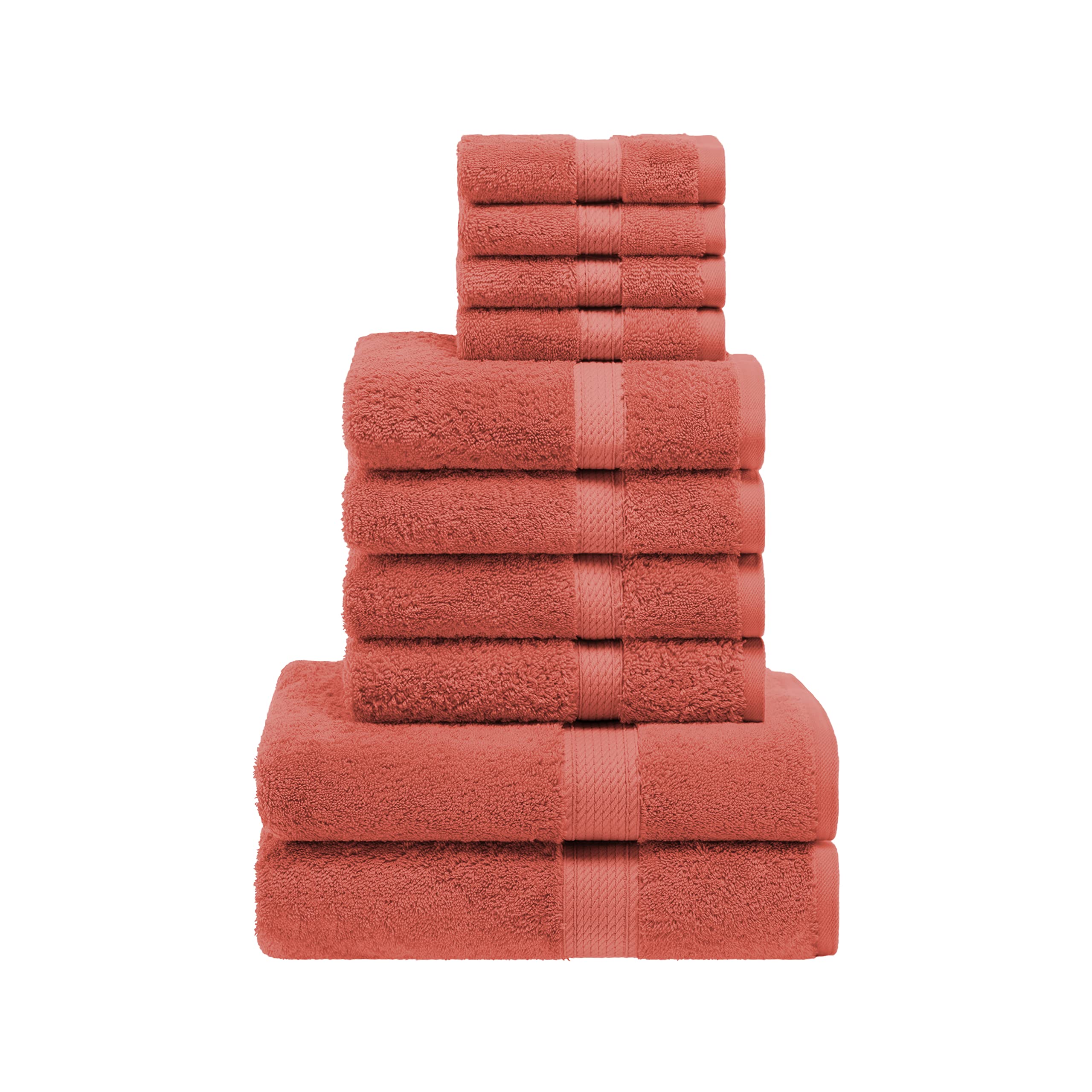 Photo 1 of Superior Egyptian Cotton Pile 10 Piece Towel Set, Includes 2 Bath, 4 Hand, 4 Face Towels/Washcloths, Ultra Soft Luxury Towels, Thick Plush Essentials, Guest Bath, Spa, Hotel Bathroom, Coral