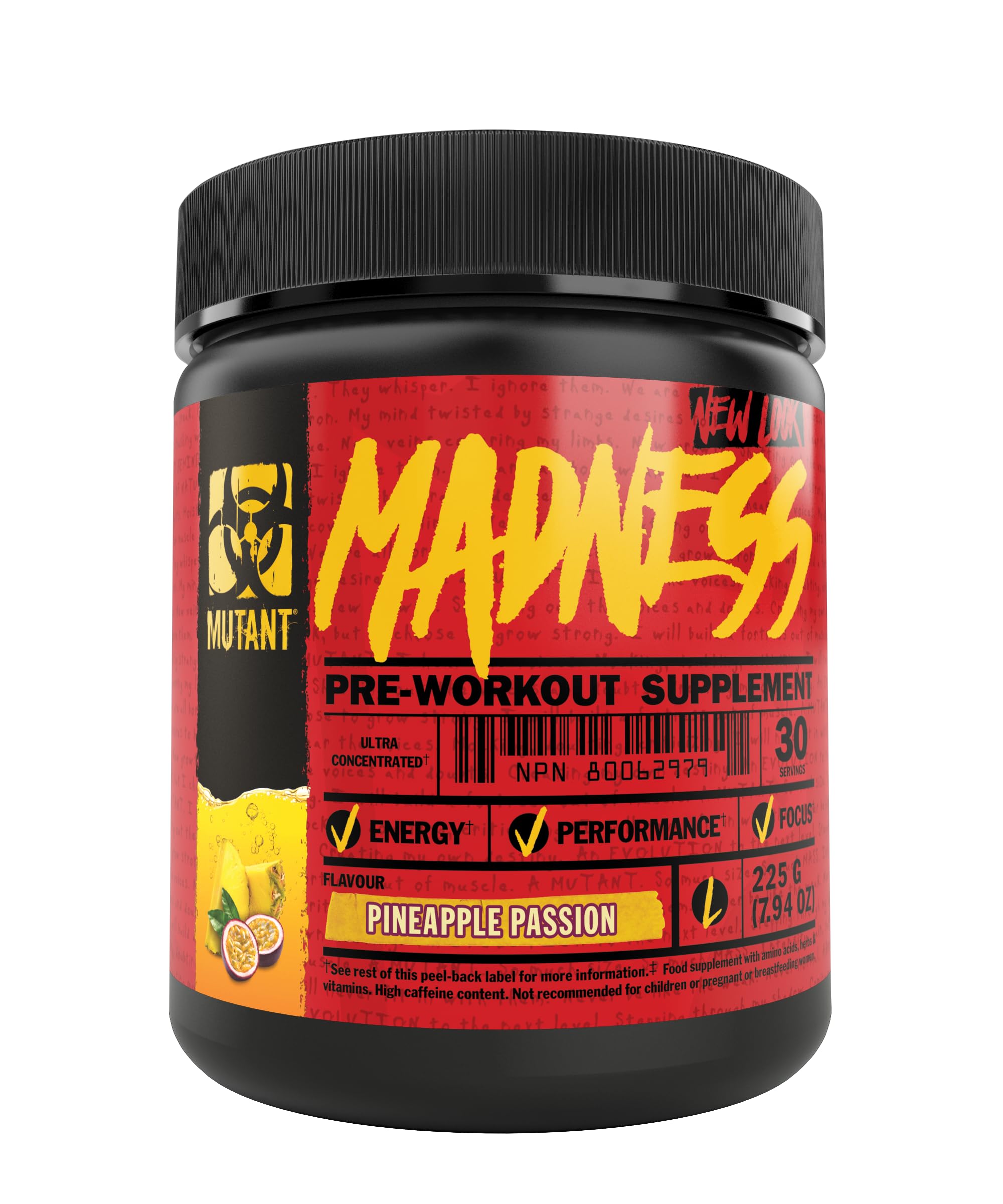 MUTANT Madness | Ultra-Concentrated Pre-Workout Supplement | 360mg Caffeine, 4g Pump & Performance Blend, Beta-Alanine, Energy & Focus | 30 Serving | Pineapple Passion