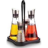 Set Condimento 4 Pezzi Olio Aceto Sale Pepe Vetro Acciaio Il Gruppone