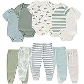 Ruliby Baby Bodysuit and Pant Set Summer Ribbed Mix Match Infant Boy Girl Clothes Outfits