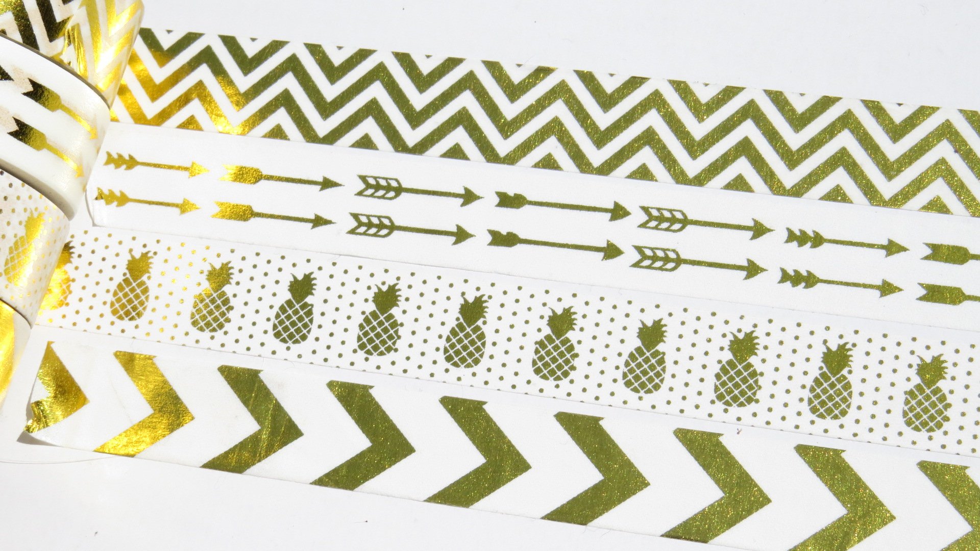 susiebsupplies Gold Foil Washi Masking Tape Set - 15mm x 10 Metre Rolls - Wide Choice Of Colours (Gold Foil)