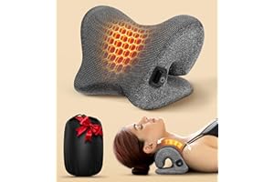 ULAIYO 5X Pain Relief Neck Massager with Heat, Graphene-Infused Instant Heating Neck Stretcher for TMJ Migraine, Smart Control Cervical Traction Device Pillow for Heat Therapy, Christmas Gifts for Women Men
