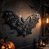 Frienda Halloween Metal Bat Wall Decor, Gothic Wall Art, 11.8 x 6.9 Inch | Gothic Metal Bat Skeleton, Halloween Bat Wall Decor for Home Bathroom Bedroom Living Room, Halloween Decorations Indoor