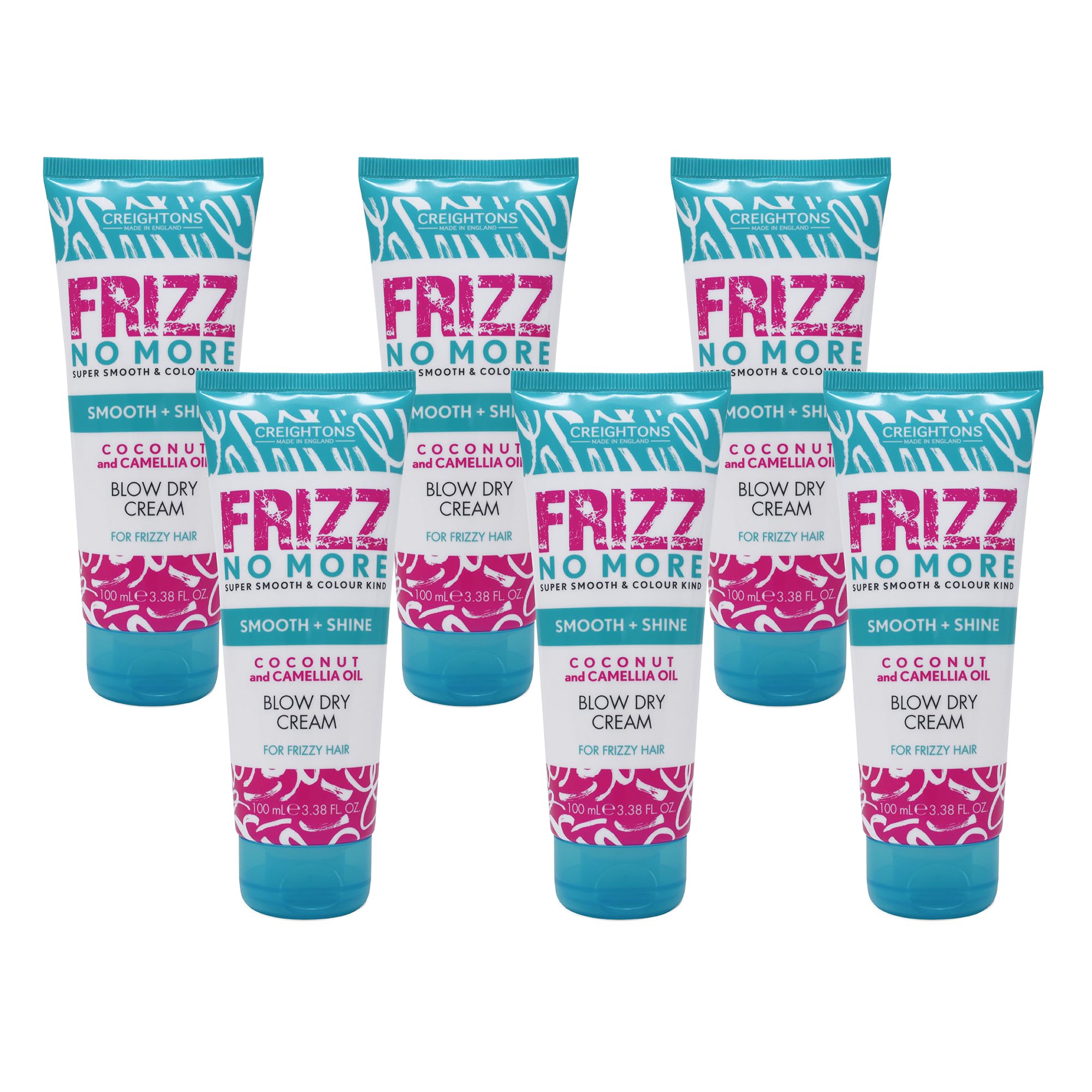 Creighton’s 6 x 100ml Multipack Frizz No More Smooth & Shine Blow Dry Cream, With Coconut & Camellia Oil, Defends Against Humidity & Frizzy Hair, Gives Super Smooth & Sleek Hair, Vegan & Cruelty Free