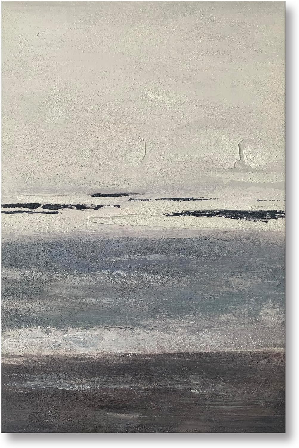 Paintings - Abstract Canvas Painting Modern Wall Art Textured Grey Whiter Artwork Framed Bedroom Office Decor Hand Painted Picture