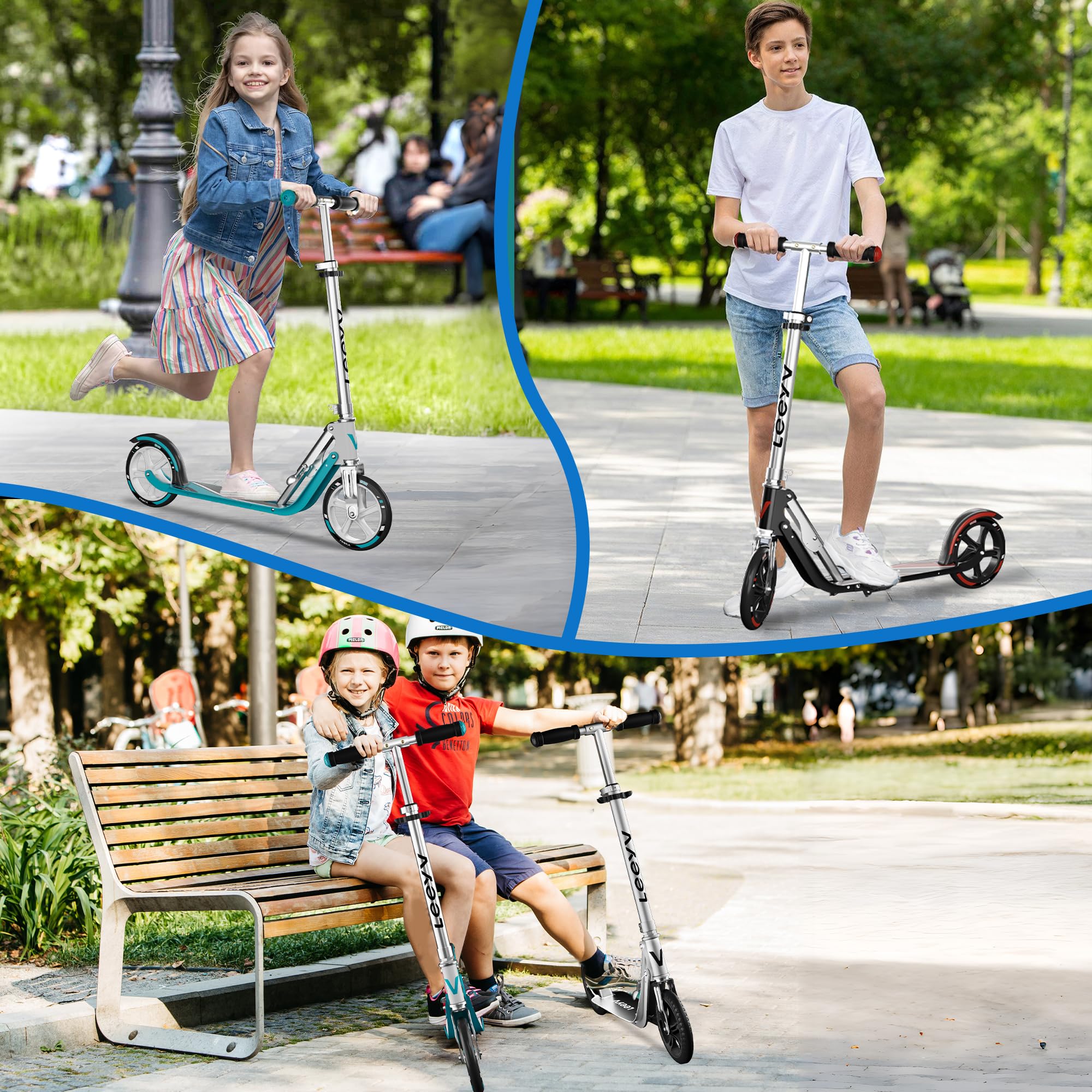Scooter for Kids 6-12 & Adults | Holds Up to 240lbs, Foldable, Lightweight Aluminum Frame | Adjustable Height | Smooth Ride on Any Terrain