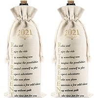 2 Pieces Retirement Gift Wine Bags Wine Bottle Gift Bags with Drawstring Funny 2021 Retirement Gifts for Retired Men…