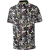 ZITY Men's Golf Polo Shirt Short Sleeve Performance Moisture Wicking Collared Print Shirt for Golf and Casual Wear