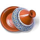 Kamsah Hand Made and Hand Painted Tagine Pot | Moroccan Ceramic Pots For Cooking and Stew Casserole Slow Cooker (Medium, Turq
