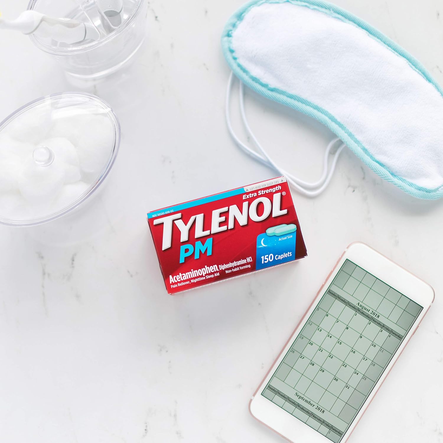 Tylenol PM Extra Strength Pain Reliever & Sleep Aid Caplets, 500 mg Acetaminophen, 100 ct: Health & Personal Care