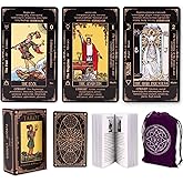 KLEDERY Tarot Cards for Beginners, Classic Tarot Deck with Meanings, Durable Cards with Guide Book, Black