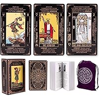 KLEDERY Tarot Cards for Beginners, Classic Tarot Cards with Meanings on Them, Durable Tarot Cards with Guide Book for Beginne