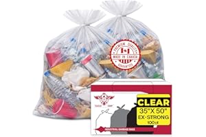 Eagle Grip Heavy-Duty Clear Garbage Bags 35 x 50 Inch (100 Count), Extra Strong | Industrial-Grade Trash Bags for Heavy & Bul