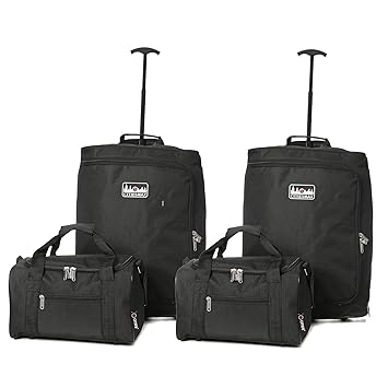 5 Cities Ryanair Max Cabin Trolley und Ryanair zweiten Tasche Handgepäck, 55 cm, 42 Liter, schwarz