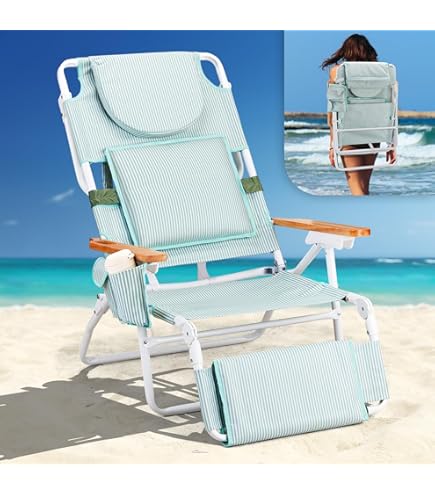 Reclining Chair Backpack Beach Chair With Footrest Lounge Chair