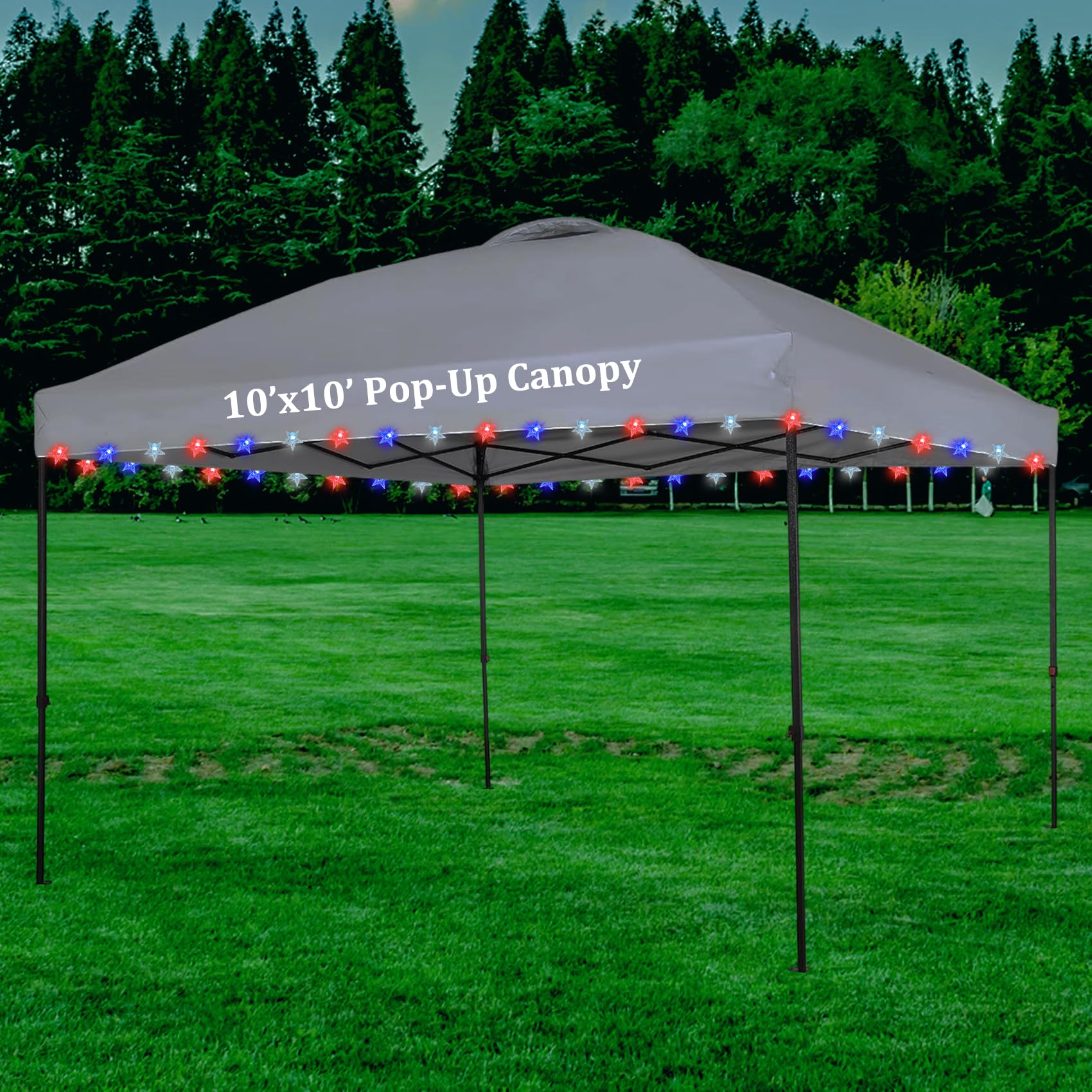 Photo 1 of 40ft Canopy Solar String Star Lights, Patio Umbrella Solar String Lights, Waterproof 8 Lighting Modes, 4th of July Independence Day Red White Blue Star Lighting Colors