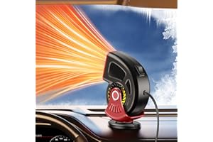 DICMKY Car Heater, 12V Portable Heater Plug in Heating and Cooling Fans, Car Small Defroster Windshield Window Heaters, 360°Rotation Fast Heating Winter Defogger Defrost Accessories for Truck Van(Red)