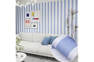 Biyoee Blue Stripe Peel and Stick Wallpaper 15.7" x 118" Blue and White Self-Adhesive Wallpaper Removable Waterproof Contact 