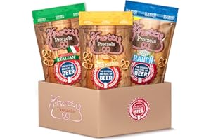 Knotty Pretzels – “The Official Pretzel of Beer” 7.5 Ounce Pretzel in Resealable Snacks Bags, Flavored Pretzels, Savory Italian, Honey Mustard, Ranch - Savory Variety (3 Pack)