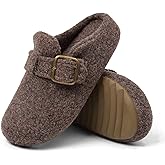 CicoMuin Women's Slip on Fuzzy Clogs with Adjustable Buckle Memory Foam Loafer Slippers with Polar Fleece Outdoor Warm Plush Slippers with Faux Fur Lining