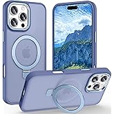 Lufanbis Magnetic for iPhone 16 Pro Max Case with Ring Stand, [10 FT Drop Protection] [Velvety Touch] Slim Translucent Matte Back Shockproof Phone Case for iPhone 16 Pro Max 6.9'', Sierra Blue